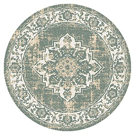 FRAAI | Home & Living Teppich Vintage Rund - Spring Medaillon Grün Creme - Polypropylen - Kurzflor - Vintage - Boho, Orientalisch - Wohnzimmer, Esszimmer, Schlafzimmer - Carpet