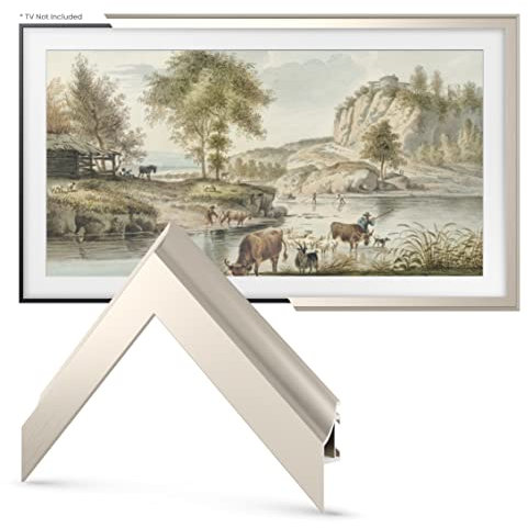 Deco TV Frames Pelle en alliage – Lunette argentée allemande compatible uniquement avec TV Samsung The Frame (55, compatible avec les téléviseurs à cadre 2021-2023)