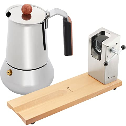 Pack Jamonero 62X19.5X3,3 Cm Bergner Colección Masterpro y una Cafetera 6 Tazas Acero Inoxidable Colección Copper, Inducción