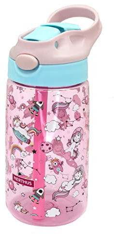 NERTHUS FIH 917 Bottiglia per bambini riutilizzabile senza BPA con beccuccio pieghevole, ergonomica, resistente, durevole, leggera