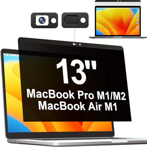 Privacy Screen Macbook Pro 13 Inch(2016-2022, M1, M2)/Macbook Air 13 In(2018-2021, M1),Magnetic Removable Anti Blue Light Glare Filter with Camera Cover for Apple Mac 13'' Laptop