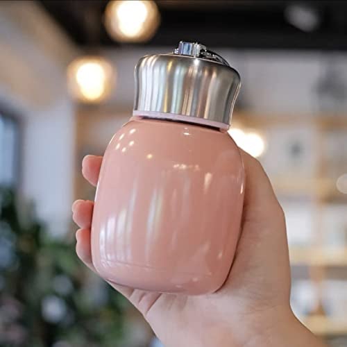 Bonita botella de agua de acero inoxidable de 200 ml, taza térmica pequeña para café, jugo, leche, botella de agua fría y caliente para viajes y hogar (rosa)