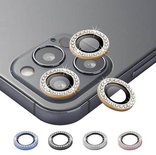 BISLINKS Bling Diamond Camera Lens Ring Cover Protector Tempered Glass Gold Compatible With iPhone 11 Pro