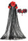 Merroyal Damen Dia de los Muertos Rose Blume Kostüm Kopfschmuck Halloween Tag der Toten Schleier (Schwarz Rot Rose Blume + Schwarz Schleier)
