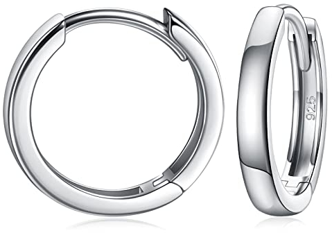 ANNA NUCCI Creolen Ohrringe Für Damen Herren, Ohrringe 925 Sterling Silber Vergoldet, Muttertagsgeschenk für Mama Frauen Creolen Silber Schmuck Kinder Klein Kreolen Geschenk, 12mm, weissgold
