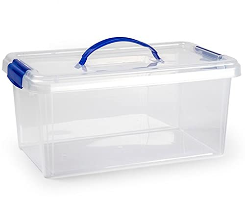 Acan Tradineur - Caja de plástico con tapa y asa Nº24, transparente, cajón de almacenaje multiusos, ordenación, objetos, hogar, 10 litros, 38,5 x 23 x 17,5 cm