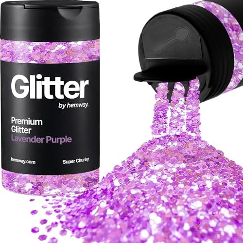 Hemway Lavender Purple Glitter Shaker, 130g Super Chunky Glitter | for Resin & Epoxy Crafts for Decorating, Halloween, Christmas, Nail, Face, Art