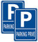 2 Pièces Panneau Parking Privé Aluminium Réfléchissant 20x30cm, Panneau Stationnement Privé PARKING PRIVÉ Panneau Métallique Résistant aux Intempéries, Imperméable et Résistant aux UV
