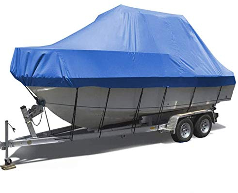 Heavy Duty Bootsabdeckung, Wasserdicht Boot Abdeckung 210D Oxford-Stoff Bootsüberzüge für V-Rumpf Runabout Schlauchboot, Schwarz,19to21FT(820 * 530cm)