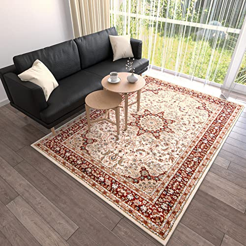 Mazovia Teppich Flur 80x150cm Rot Klassisch Traditionell Weich Pflegeleicht | Teppich für Eingangsbereich Küche Büro Wohnzimmer Schlafzimmer Tierfreundlich Allergikerfreundlich Fußbodenheizungsgeeignet