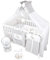 Bello24 - 16 Teiliges Babybett Kinderbett und Bettwäsche komplett Set Timmi inkl. Matratze höhenverstellbar für Neugeborene Babys und Kleinkinder aus Massivholz (Grau - Teddybär Mond)