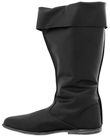 Renaissance Medieval Cosplay Boots - Medieval Boots - Stivali in Pelle PU per Cosplay Donna Uomo,Nero,47