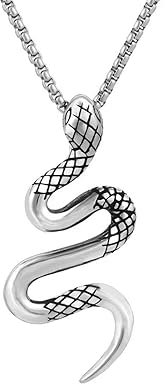 KunBead Jewelry 60cm Stainless Steel Snake Mens Titanium Vintage Punk Pendant Necklace for Women