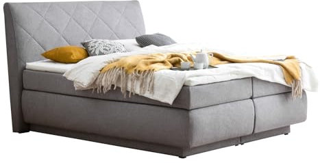LIVIN Boxspringbett - Hellgrau - 160 x 200 cm - Webstoff - mit Bettkasten