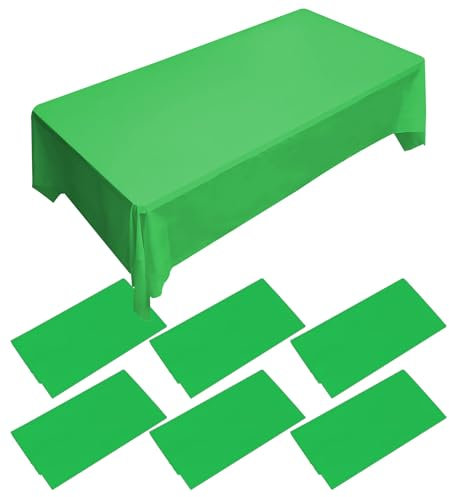 6 Packs Green Table Cloth | 54x108 inch | Plastic Table Cover Party | Plastic Tablecloth | Party Green Table Cloth Disposable Table Clothes for Parties, Christmas,Wedding,Birthday Parties Decorations