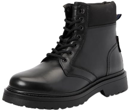 Tommy Jeans Stivali Mezza Gamba Uomo Lace Up con Lacci, Nero (Black), 45