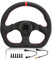 XTevu Volante da Corsa in Pelle PU 13 Pollici Volante Sportivo Universale a Forma di D da Gara con Cucitura Rossa e clacson