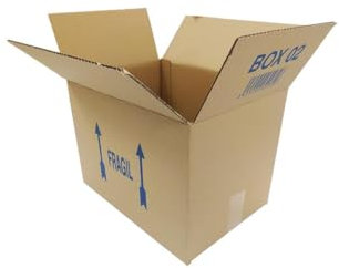 Cajas de Cartón para Envíos, Almacenamiento, Paquetería, Mudanza - Grandes y Pequeñas con Texto Frágil Ideales para Almacenaje y Embalaje (Pack 20 Cajas 35x25x25 cm)