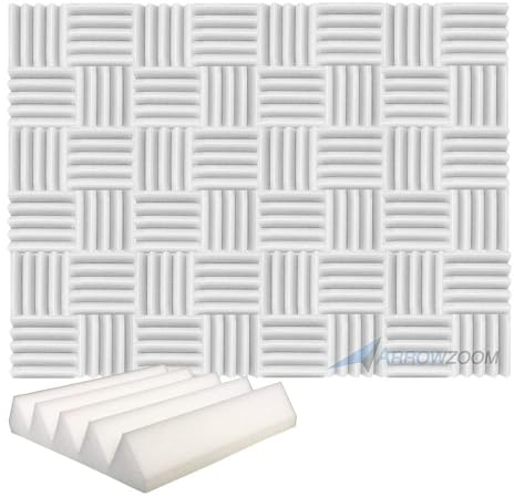 Arrowzoom 48 Akkustik Platten Akkustikschaumstoffmatten Akustikschaumstoff 25x25x5cm Dämmung Wedge Noppenschaumstoff Breitbandabsorber Foam Feuerhemmend Tonstudio Schallabsorbierende Perlweiss