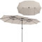 KOMFOTTEU Sombrilla Doble 470x280x246,5cm con LED, Parasol de Jardín Rectangular con Manivela, Sombrilla de Balcón Grande con Panel Solar de Carga Automática y UPF 50+ para Piscina, Patio (Beige)
