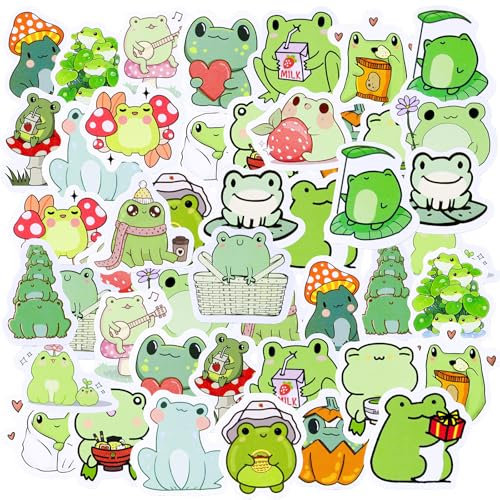 46 Stücke Nette Frosch Aufkleber, Cartoon Tier Thema für Kinder Teens Erwachsene - Reisekoffer, Laptop, Planer, Kalender, Scrapbook, Koffer, Notizbücher, Journal