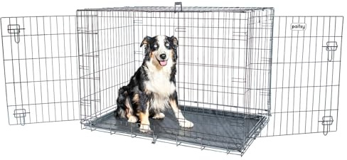 PAITSY Hundetransportbox klappbar FortressooXL, Hundebox für mittelgroße Hunde 107×71×77 cm, 2 Türen, herausnehmbares Tablett, für Innenbereich