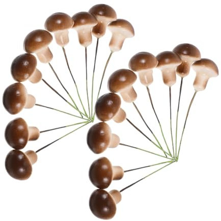 Kisangel Mini-Pilze Schaumpilze für Gartendekoration, 50 Stück Dunkelbraune Miniaturpilze für DIY-Mikrolandschaften, Sukkulenten, Feenkuchendeckel und Gartenparty