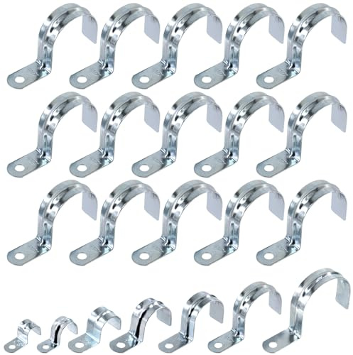 Swpeet Zinc Plated Steel EMT Pipe Straps with 1 Hole for EMT Conduit or Pipe Fixing ﻿20Pcs 2(50mm) Verzinkt Ein Loch EMT Rohrgurt Kit, Rohrgurte U Halterung Rohrgurt Rohrschelle