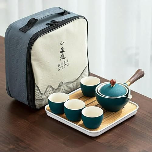 Regalos Taza de Tea Conjunto Travel Tea Set Porcelain Kungfu Tea Set Portable Teapot Tea Cup Tea Tray and Infuser Travel Bag Packaging(A-1211)