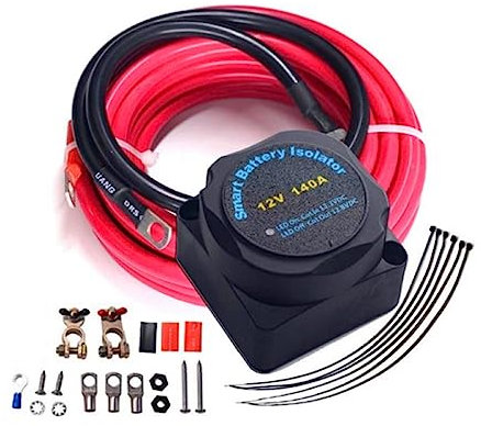 Auto parts； Split Charging Kit 12V 1M Voltage Sensing 110Amp Lead Power Split Charge Relay Set Smart Battery Lsolator for Camper Car RV Yacht