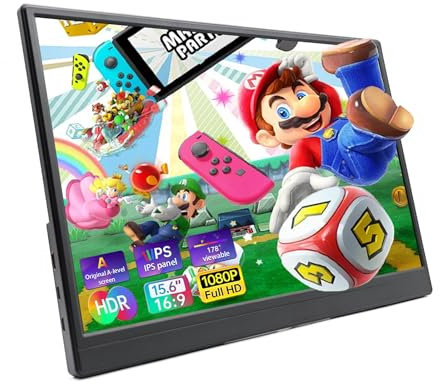 Haipky 15.6 FHD 1920x1080 1080P IPS Portable Gaming Monitor, Second External Display, Type C/mini HDMI, Built in Dual Speaker, w/Smart Stand for Xbox, PS5/4/3, Laptops, PC, Mac, Desktop, Phone