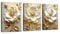 3 Pcs 3D Weiß Blumen Leinwandbilder mit Rahmen, Modern Metall Texturiert Blumen Gold Blätter Wandbilder Weiß Schlafzimmer Bild Auf Leinwand Kunstdruck Deko für Wohnzimmer zum Aufhängen 40x60cmx3Pcs