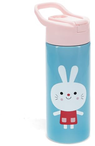 Edelstahl Trinkflasche Lottie and Friends mit Druckknopfdeckel Trinkhalm Tragegriff für ca. 500 ml