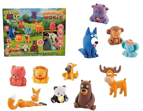 Knetset für Kinder Welt Tiere Wald Bauernhof Knetmasse Modelliermasse Play Set Bauernhof Wald Jungla Kreatives Kit mit Farbknete 168g Formen und Zubehör