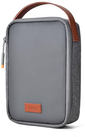 WIWU Cable Organiser Bag with Handle Large Capacity Electronics Accessories Tech Travel Pouch Adjustable Dividers Portable for Travel Office School Fit Chargers Cables Power Bank Hard Drives (Grey)