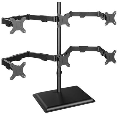 Desk Monitor Mount, 6 Monitor Mount Desk Stand, Height Adjustable Steel Monitor Stand with Full Articulation Mount Arm for Most 17-32 Monitors, Holds up to 19.8lbs per Arm, Elevate Your Desktop Set