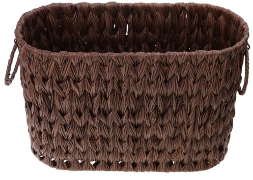 jiingekk Panier à papier toilette en osier avec couvercle pour rangement de salle de bain, support décoratif multifonction pour placard, styles élégants
