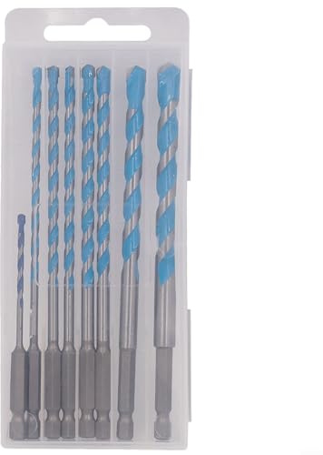 Lot de 8 forets à béton étendus à tige hexagonale de 6 mm, pointe en carbure de tungstène, compatibles avec perceuses électriques pour perçage de précision dans le béton, la brique, le carrelage, le