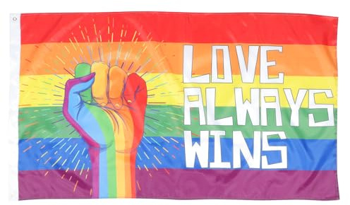 GANAZONO Pride Banner Regenbogenfarben 90X150cm Lichtbeständige Polyester Flagge mit Schlichtem Design für Garten und Terrasse