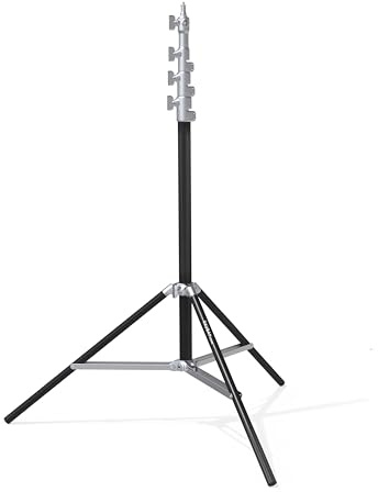 RAUBAY 3 m Robustes Lampenstativ, Luftfederung, Silber, LT30-RS | Aluminium-Fotostativ mit 1/4- und 3/8-Zoll-Anschlüssen für Softboxen, Studioleuchten, Video und Fotografie