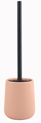MSV - Brosse WC Céramique Maonie Rose - Design Scandinave Suspendu - Support en INOX - Manche Ergonomique Long - Ø10,4 x 38,8 cm - Tête en Silicone Facile à Nettoyer