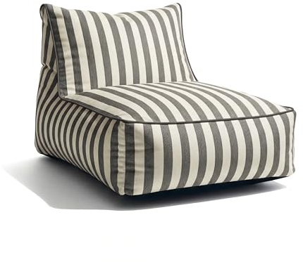 Gutekissen® Sitzsack Erwachsene XXL - Outdoor Sitzkissen Wetterfest - im Streifen-Design - bequemer Loungesessel für Terrasse, Balkon, Garten & Patio, UV-beständig - 72x102x65cm (Dunkelgrau)