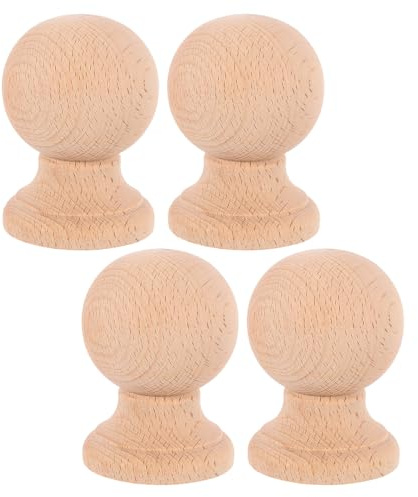 TOYANDONA 4 Piezas Remates de Madera Tallada para Postes de Barandilla, sin Acabado, Tamaño 8x6 Cm, para Decoración de Escaleras y Muebles Interiores, Accesorios para Restauración y