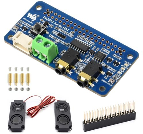 Waveshare DA7212 I2S Audio Board Compatible with Raspberry Pi Series Boards, Stereo Encoding/Decoding, Onboard Dual Microphones