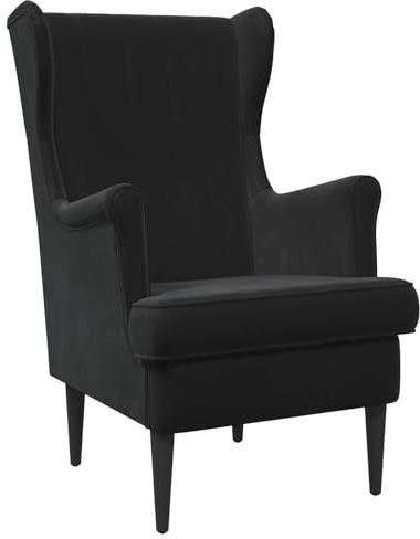 vidaXL Sessel Schwarz Samt, Stylischer Sessel fürs Schlafzimmer, modernes Velours, Bequeme Sitzgelegenheit, eleganter Wohnraum-Deko