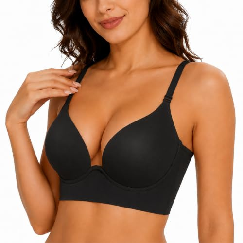 BGFUO Soutien Gorge Dos Nu Push Up Rembourré S-XL (Noir, M)