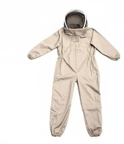 Gitohoni Combinaison Apiculteur Costume Protecteur Vêtement Intégral Veste Apicole avec Voile Tissu Respirant et Épais Coupe, Beige, Combinaison Beige M, M 155-162 Cm