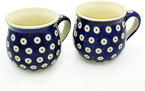 Bunzlauer Keramik Kugelbecher 200 ml (schlesisch blau, Dekor Blau-Auge)