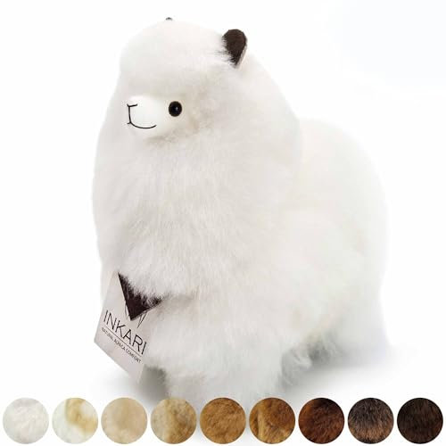 Inkari Alpaka Plüsch aus natürlicher und weicher Alpakawolle - Echte Alpakawolle, Perfektes Geschenk für Frauen und Kinder - Ivory (23cm)