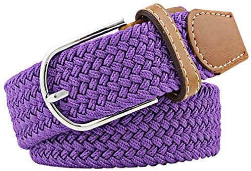 Jixin4you Unisexe Couleur Unie Ceinture Toile Élastique Casual pour Jean Pantalon Violet